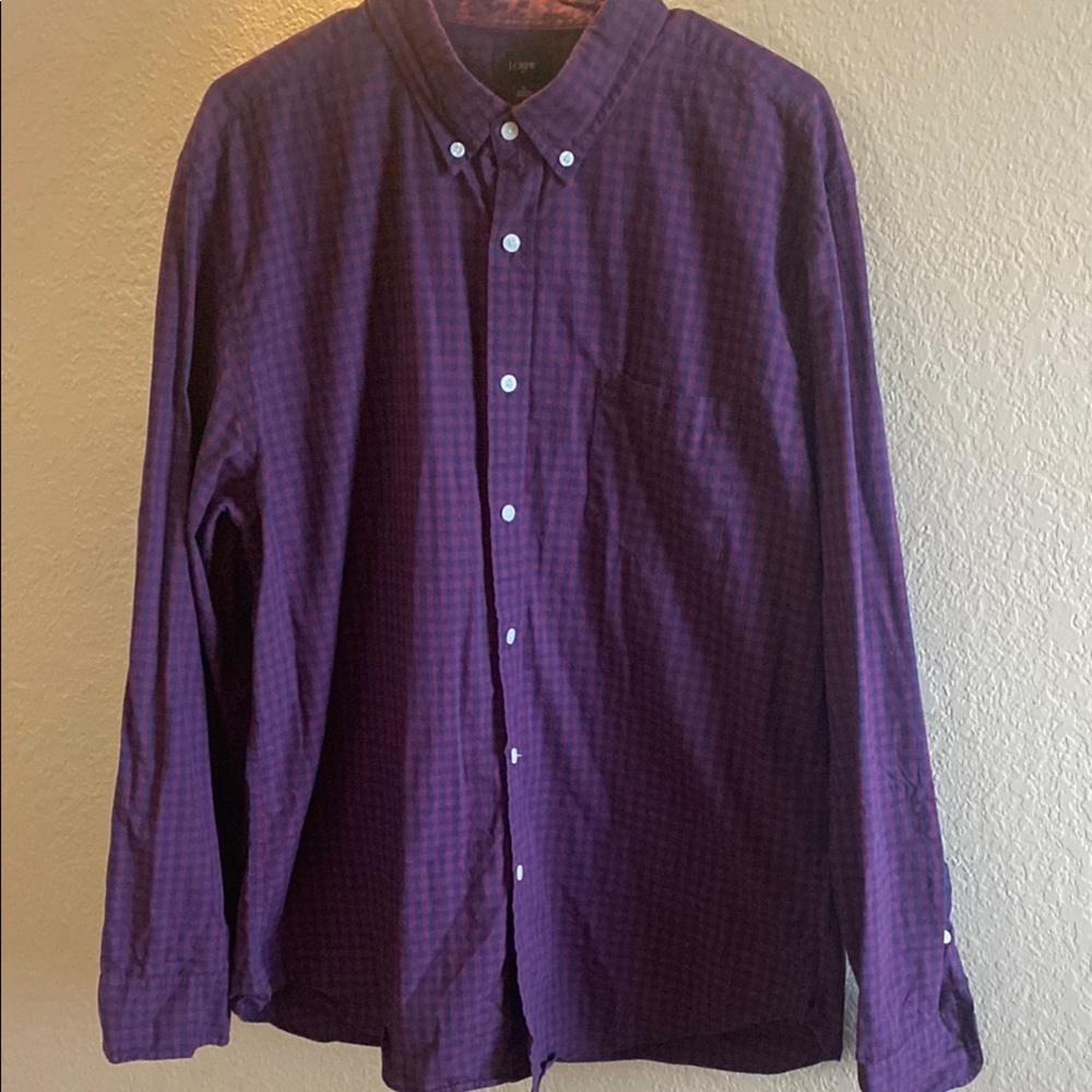 J. Crew Purple be Navy Casual Button Down Shirt / Size XL